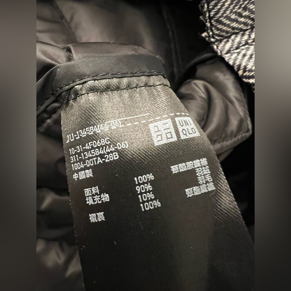 UNIQLO Men ultra light Packable 90% Down Puffer Jacket herringbone print XL - Picture 5 of 7